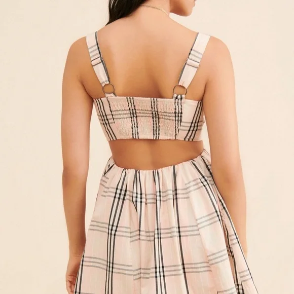 Free People Cream and Brown Pleated Sundress - Picture 4 of 4